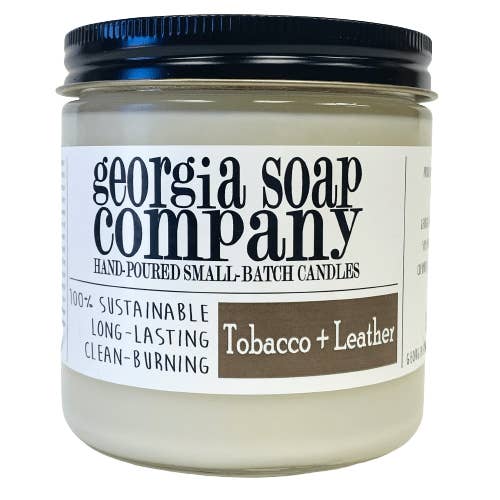 Candela di soia classica in pelle Tobacco + per la vendita all'ingrosso da parte di Georgia Soap Company