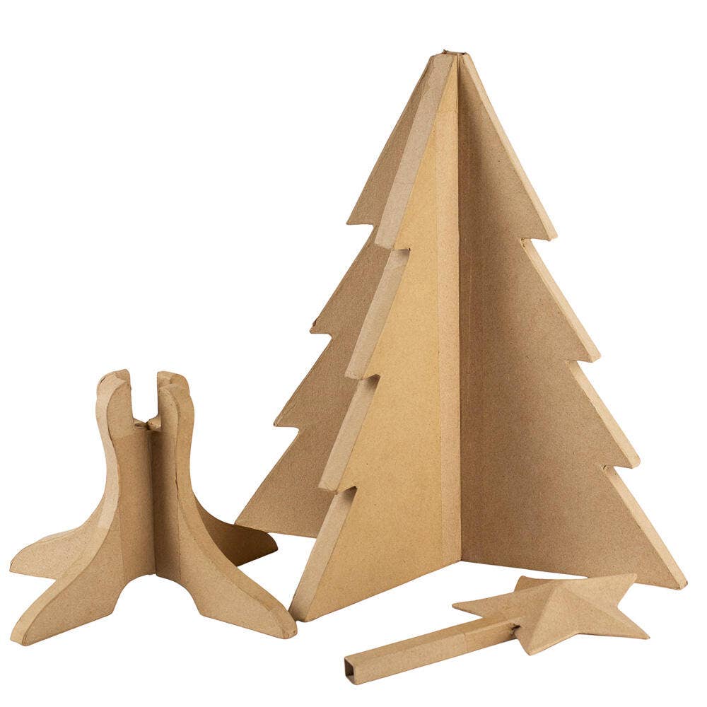 Factory Direct Craft - Wholesale Ornament Set - Foldable Paper Mache Christmas Tree with Box1