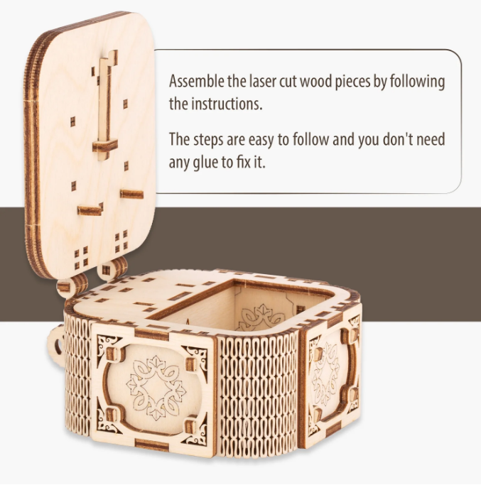 EDNA LABS - Wholesale DIY Craft Kit - RETRAGO 3D Wooden Music Box Puzzle – 61‑Piece DIY Kit4