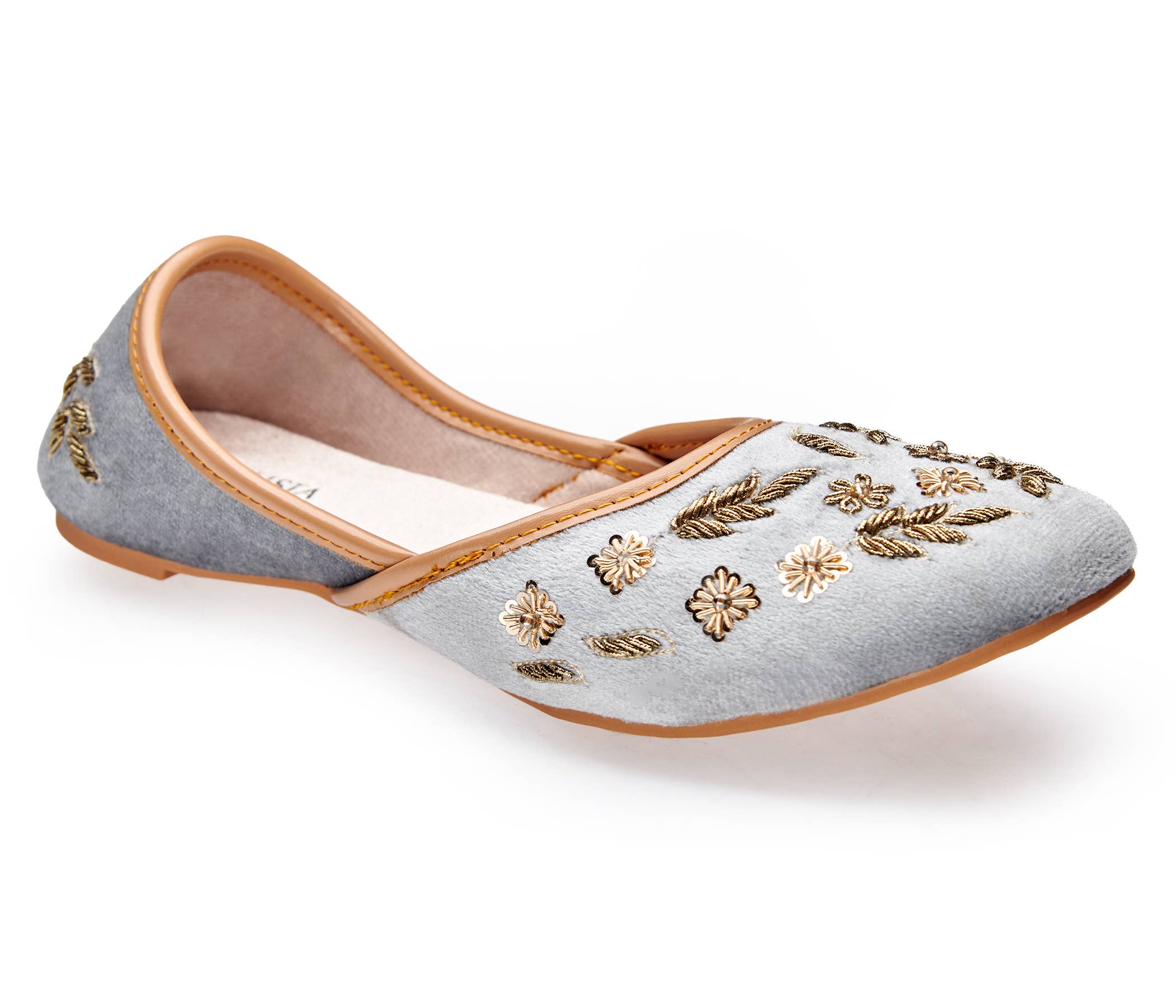 Fuchsia - Wholesale Flats - Women's - Hand Embroidery Gray Gold Flats US sizes Nawal3