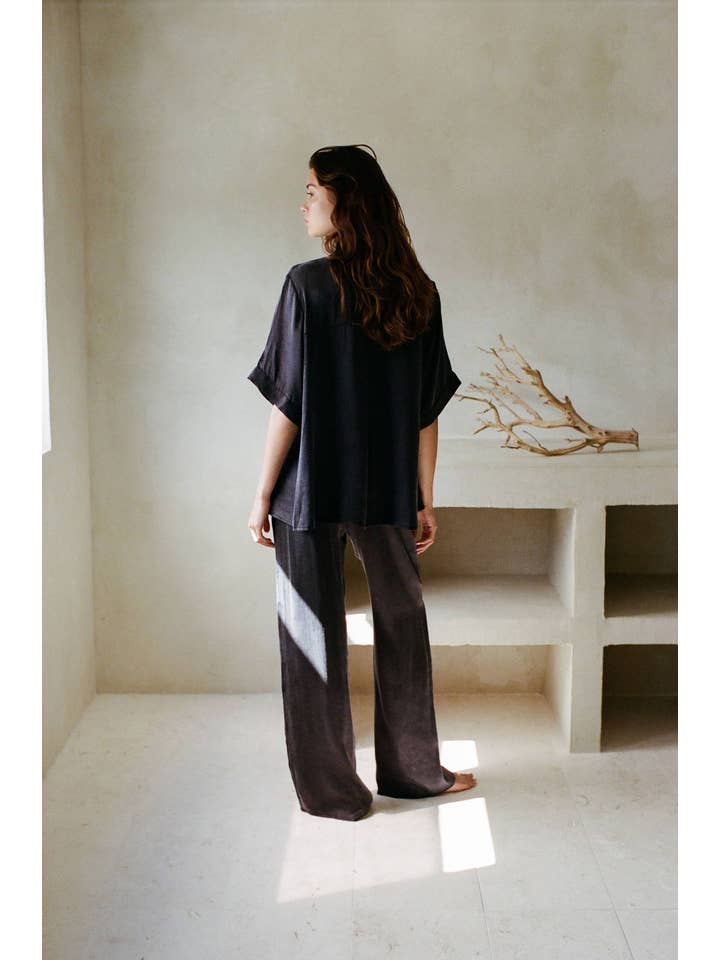 a.ren - Wholesale Button Down Shirt - Women's - AR1066 | Woven Lyocell Rayon Button Down Shirt Top5