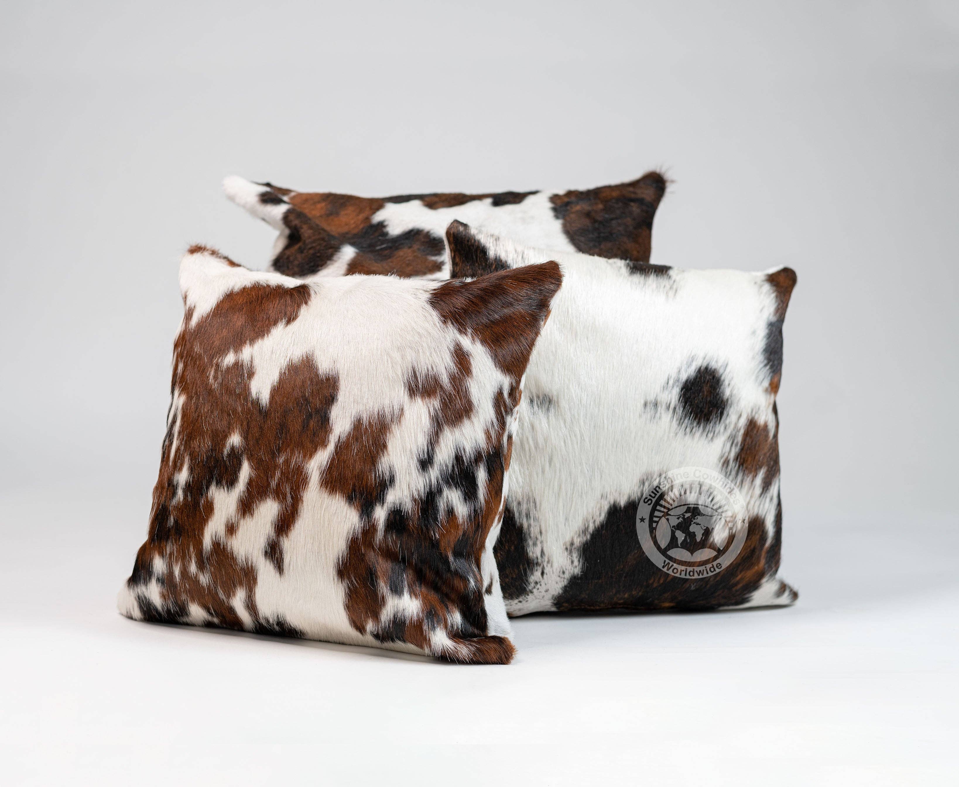 Sunshine Cowhides - Wholesale Throw Pillow Cover - Tricolor Cowhide Pillow Cover3