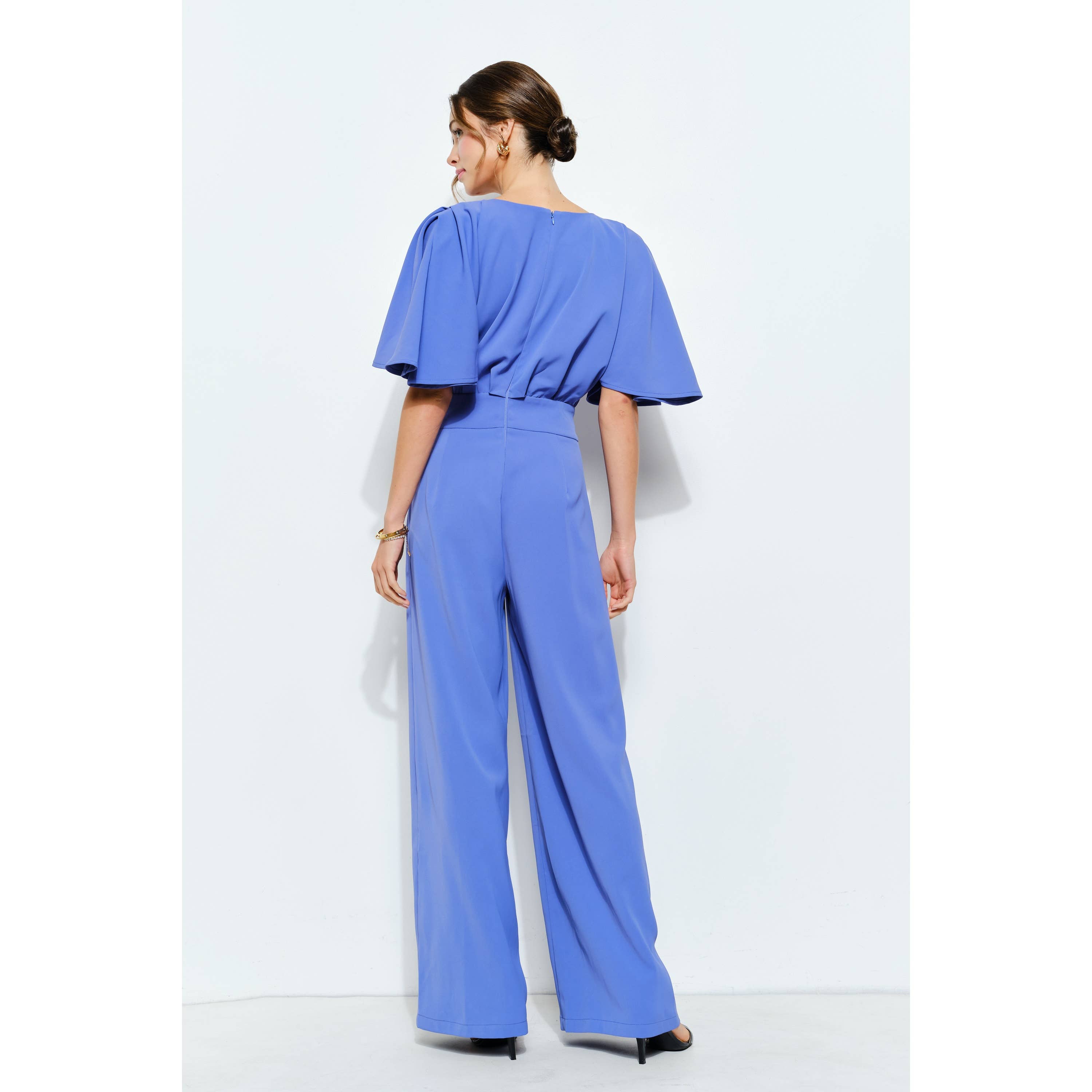 INA - Wholesale Romper - Women's - Flutter Kimino Sleeve Buckle Detail Wide Jumpsuit21