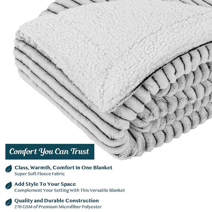 Pavilia - Wholesale Throw Blanket - Ribbed Sherpa Throw Blanket12