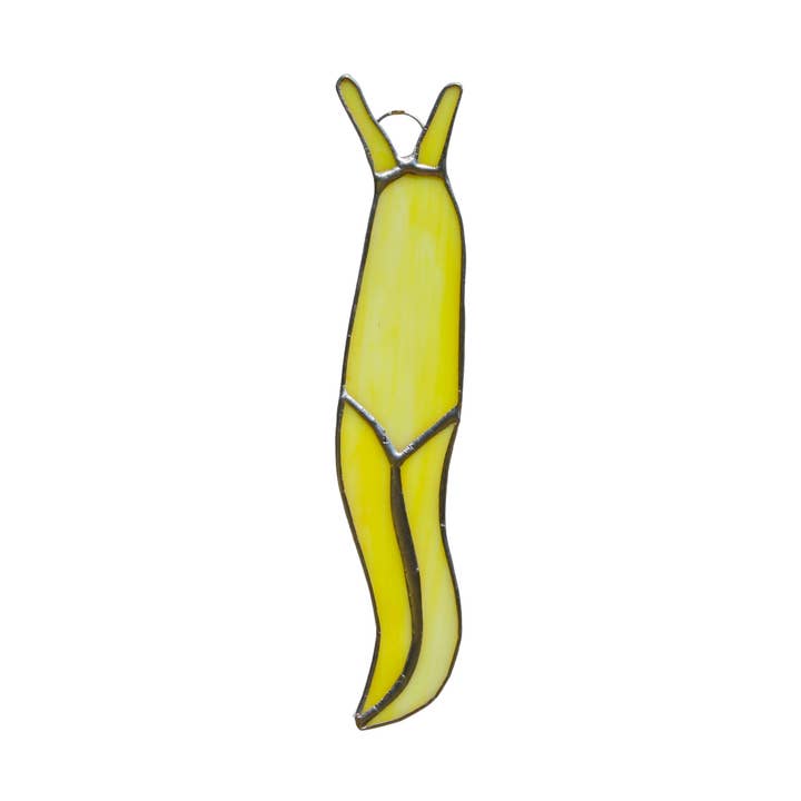 Banana Slug Stained Glass 5" × 1" – Nature & Garden Decor for wholesale by DGE Distribution