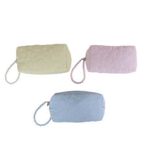 ASSORTED Solid Color Quilted Fabric Makeup Pouch JB5526-5 (12PC) for wholesale on Faire15