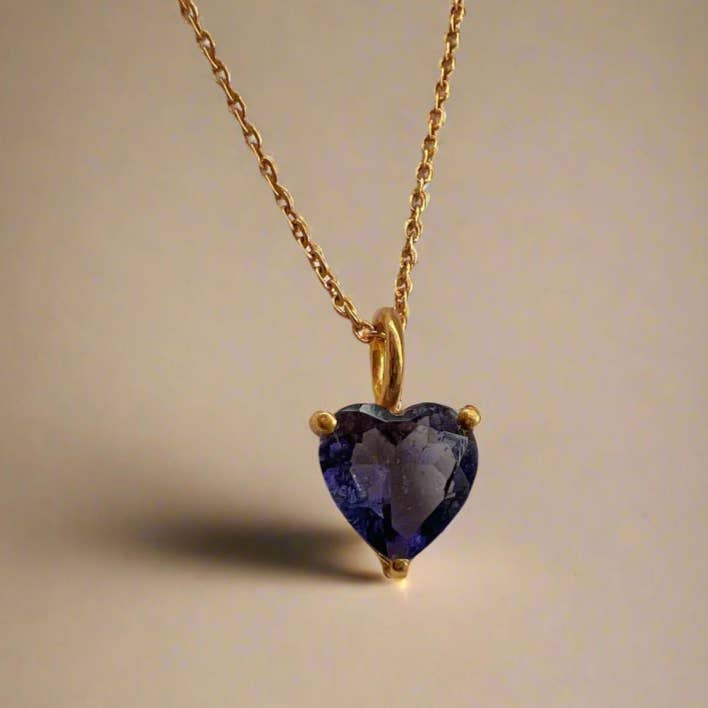Gold Lunar - Wholesale Pendant/Charm Necklace - December Birthstone Chain Necklace 18k Gold Plated Heart Gem