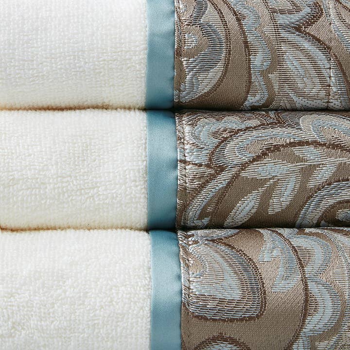 Olliix - Wholesale Towel Set - Embroidered Paisley 6-Piece Bath Towel Set, Brown2