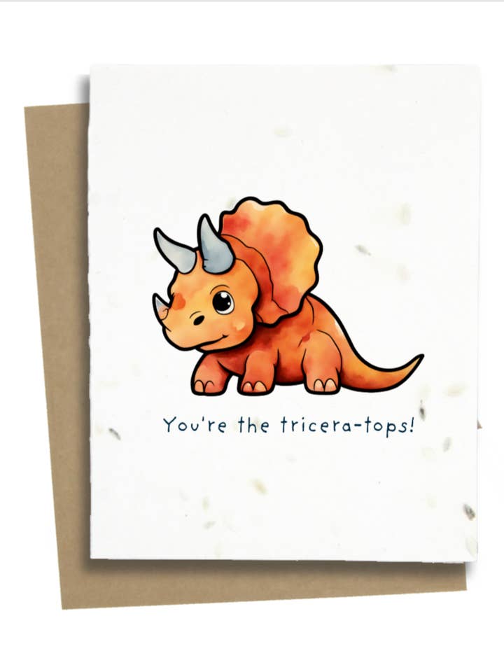 Triceratops Card for wholesale by Greet n' Grow Plantable Cards