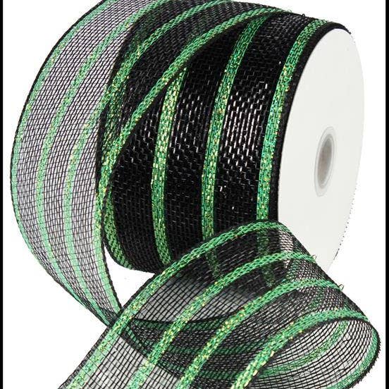 4"X25Yd Raya Metálica Deluxe Ancha Negra/Delgada Lima RS2029EE para venta al por mayor de DecoExchange