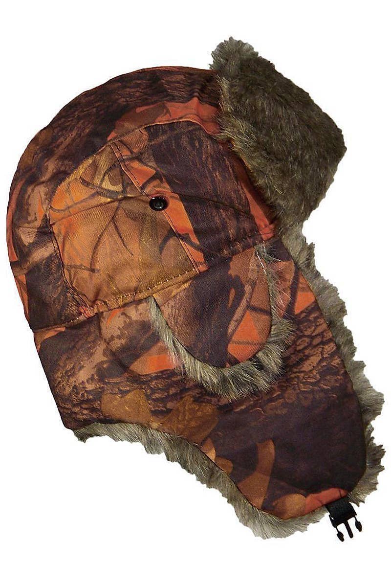 Cap Zone - Wholesale Trapper/Bomber Hat - Unisex - Hunt Camo Faux Fur Lined Bomber Trapper Hat4