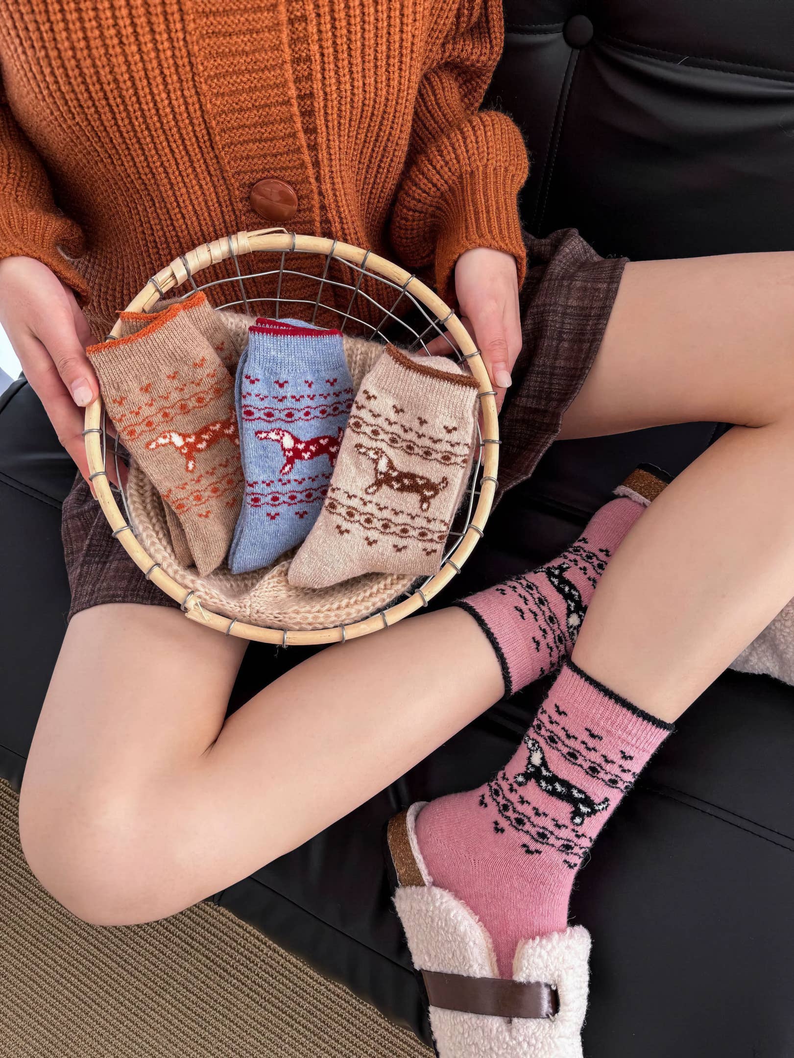 Happy Knits - Wholesale Socks - Women's - Women's Wool Socks - Warm Dachshund Pattern Winter Socks20