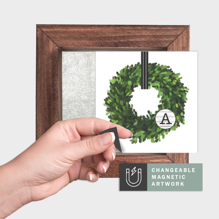 Inserção Decorativa Sazonal Magnética para Placa Intercambiável (Mini): Coroa de Monograma | Placa Magnética Vendida Separadamente por atacado de Simpler Seasons Decor