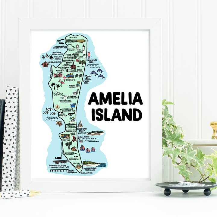 Whereabouts Shop – Engroshandel Kunsttryk – Amelia Island Kort Farve2