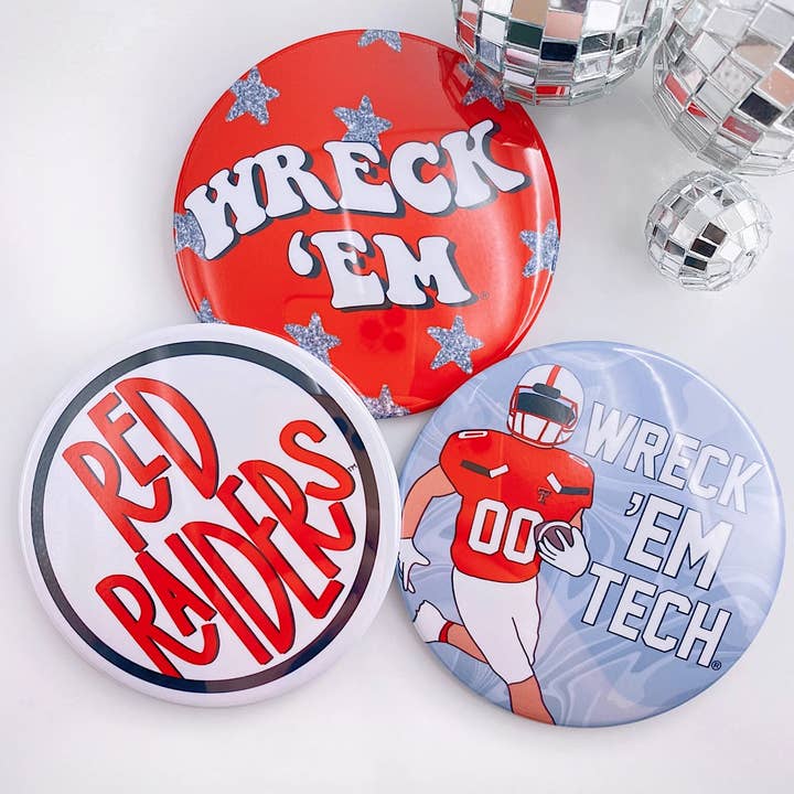 Tasti del giorno del gioco TEXAS TECH | Gameday Pins per la vendita all'ingrosso da parte di Tailgated Co.