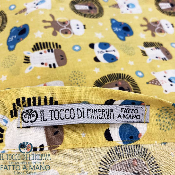 Sábana con funda de almohada para bebé Línea Safari - Hecho a mano para venta al por mayor de Il Tocco di Minerva