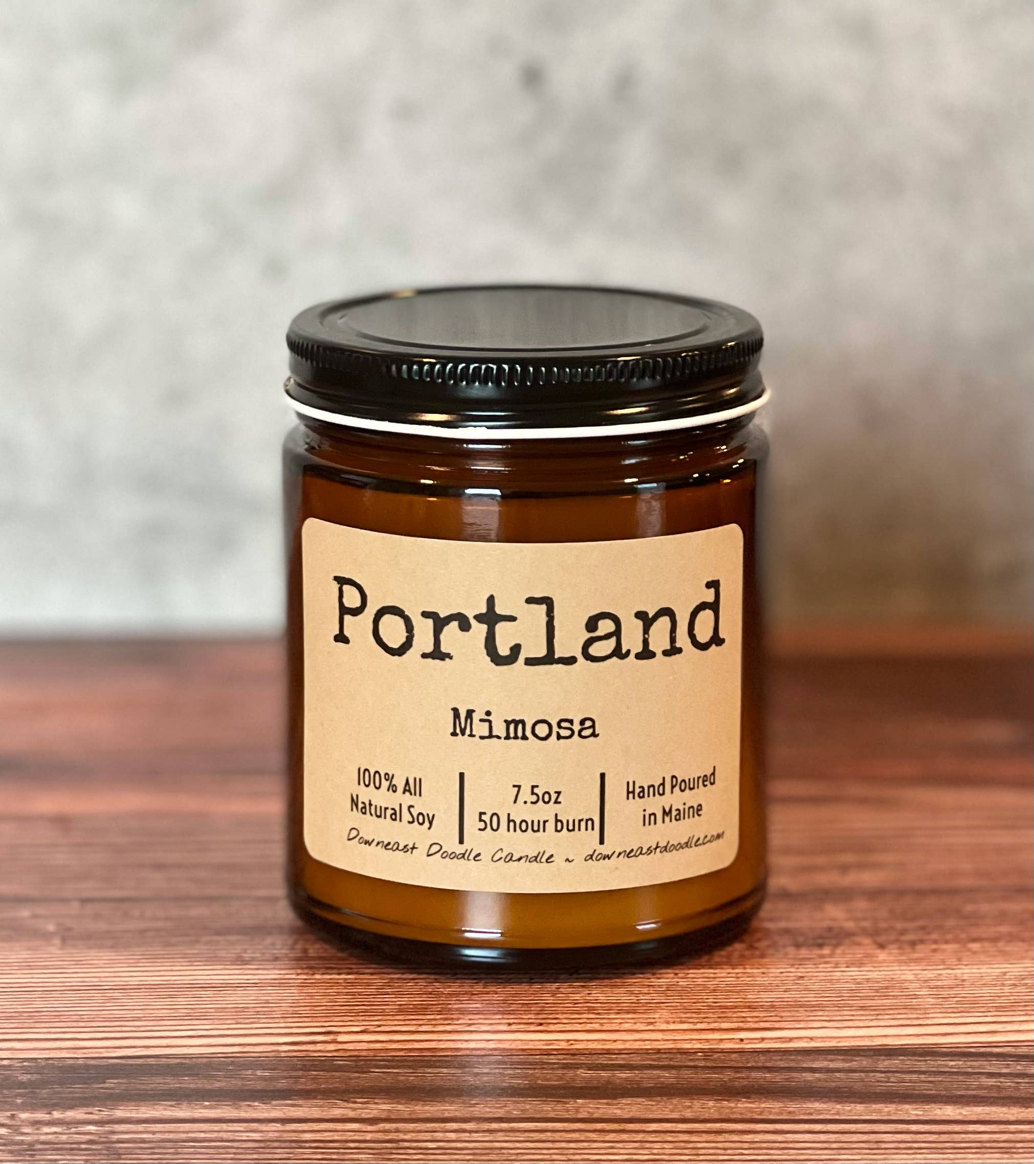 Downeast Doodle Candle Company, LLC - Wholesale Jar/Filled Candle - TOWN CUSTOMIZED amber natural soy candle