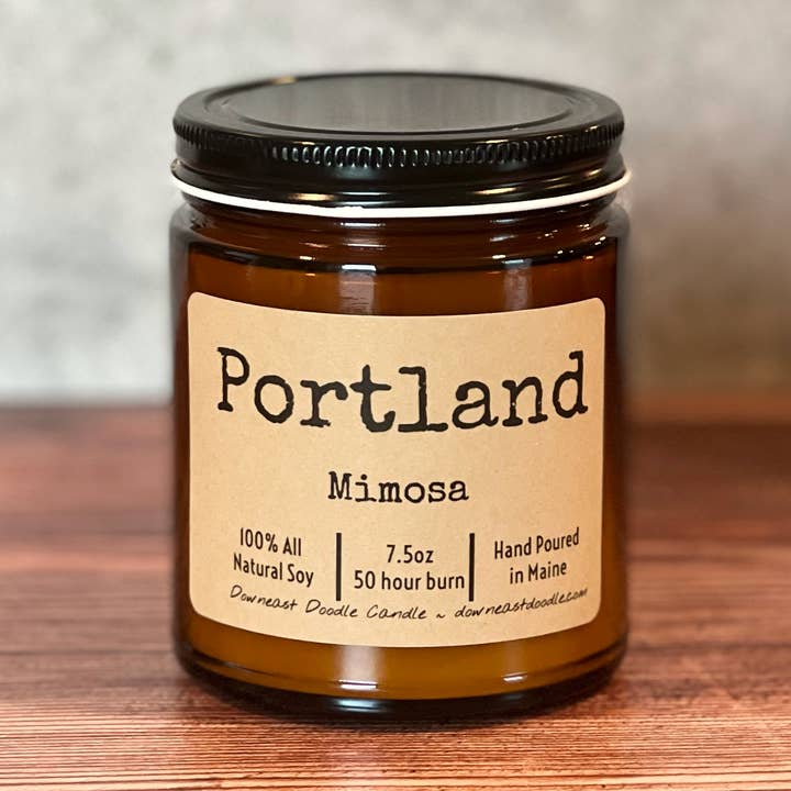 Downeast Doodle Candle Company, LLC - Wholesale Jar/Filled Candle - TOWN CUSTOMIZED amber natural soy candle0