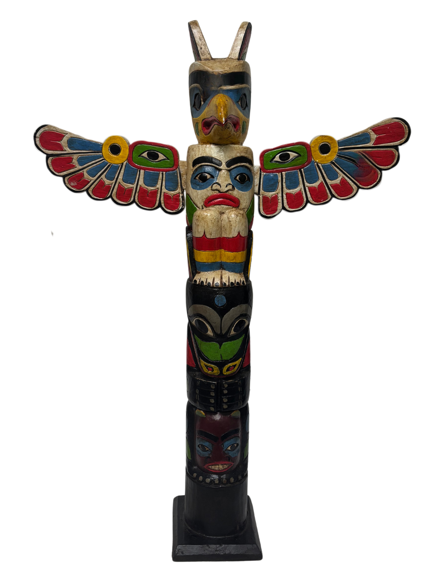 White Elephant - Wholesale Sculpture - 3 Foot Tall Northwest Coast Style Wooden Eagle Totem Pole5