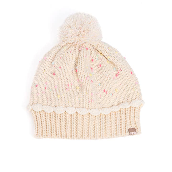 Girls Pastel Cupcake Knit Winter Hat for Kids Ages 1-12 Y for wholesale by Peppercorn Kids