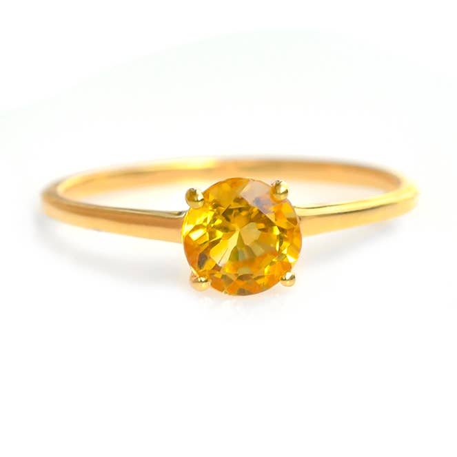 10K Yellow Gold Citrine Solar Bloom Ring for wholesale by Tiramisu