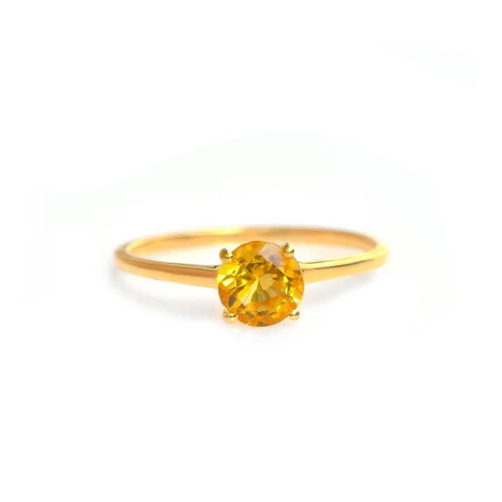 Tiramisu - Wholesale Single Stone/Solitaire Ring - 10K Yellow Gold Citrine Solar Bloom Ring