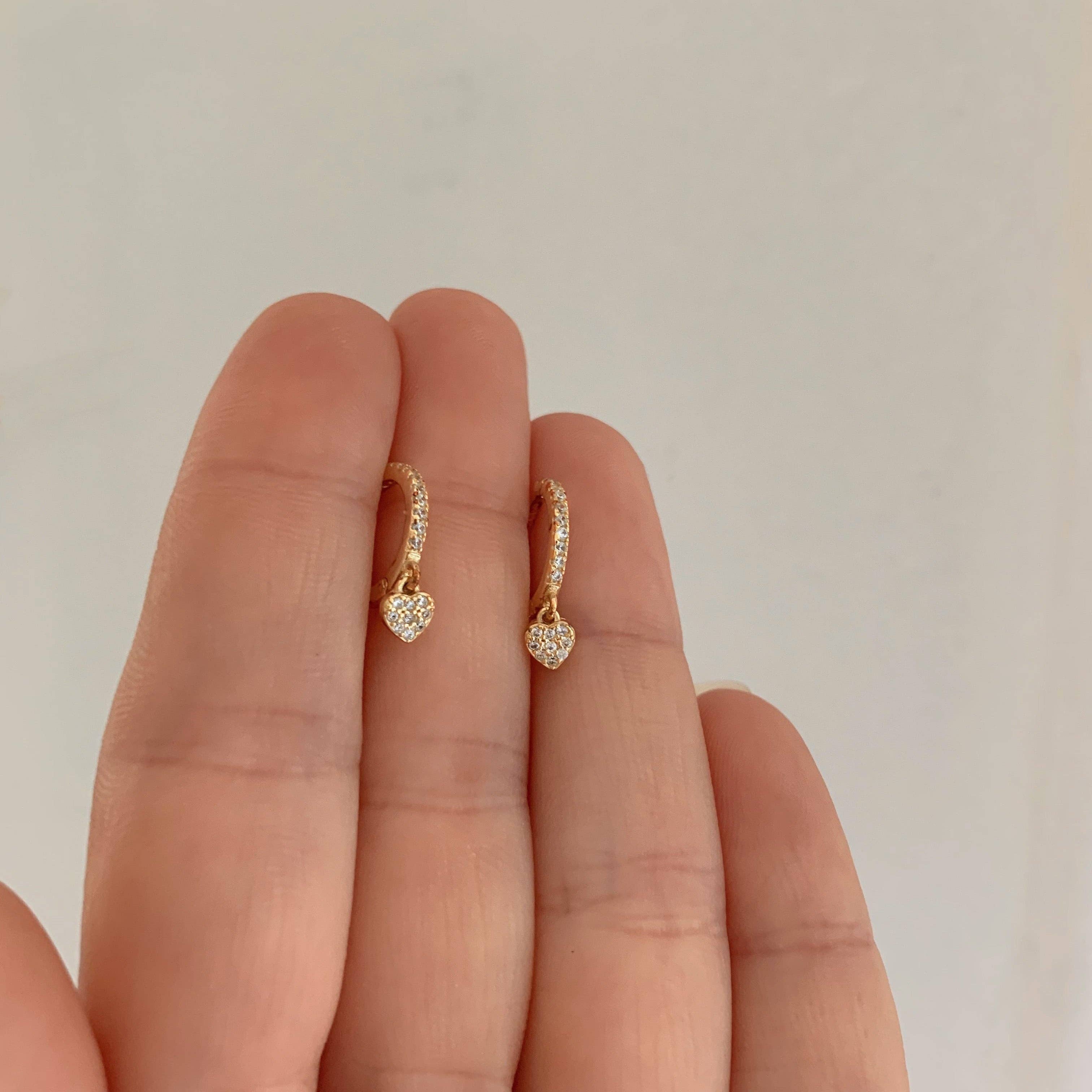 Gold Amina Heart Huggies for wholesale on Faire1