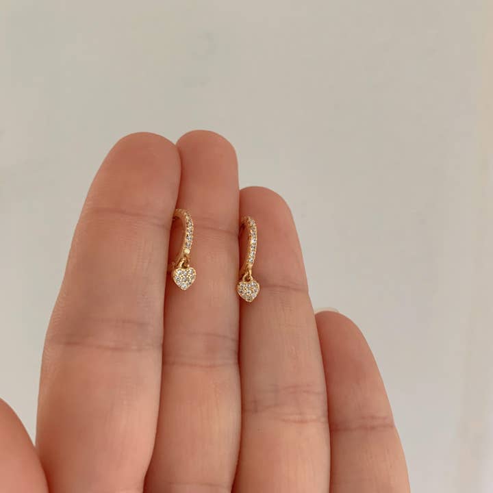 Gold Amina Heart Huggies for wholesale on Faire1