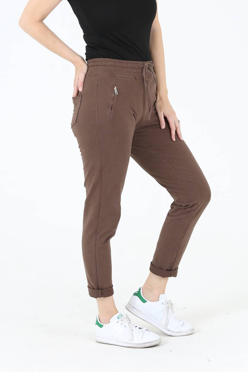 Nostalgia - Wholesale Lounge Sweatpants/Joggers - Women's - NP746-ASIS PULL ON TIE FRONT ZIPPER POCKET FRENCH TERRY JOGG58