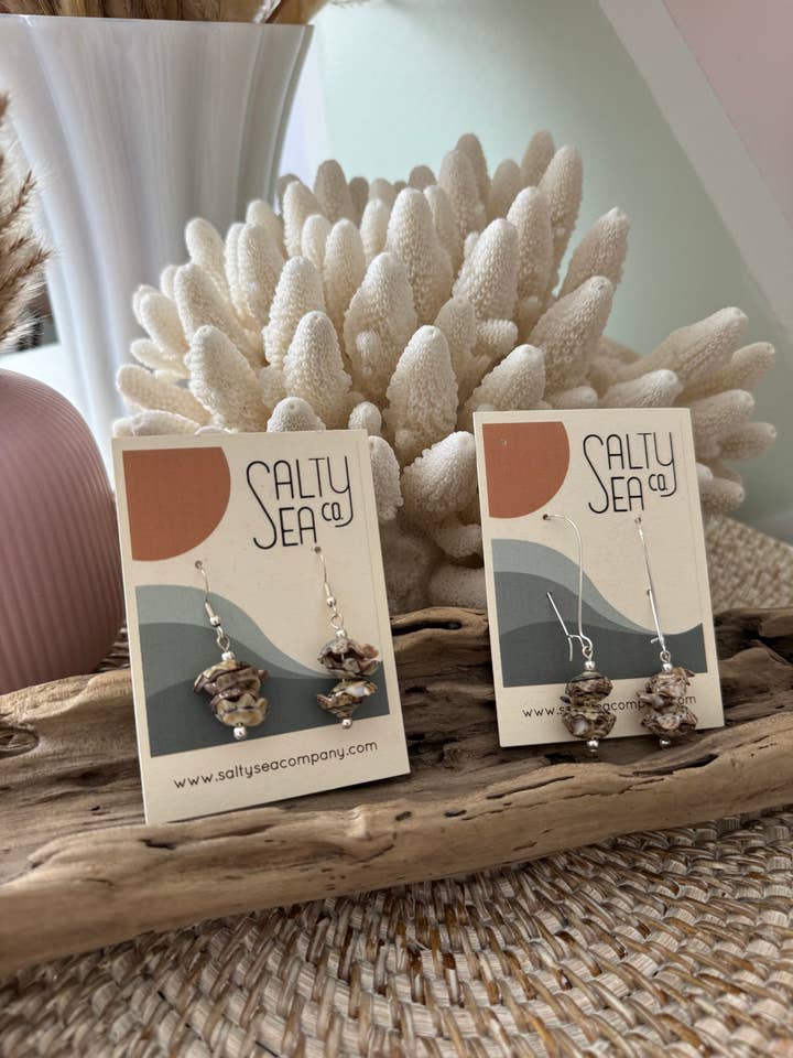 Black Olive Orchid Shell Flower Earrings - Set of 2 for wholesale by Salty Sea Company