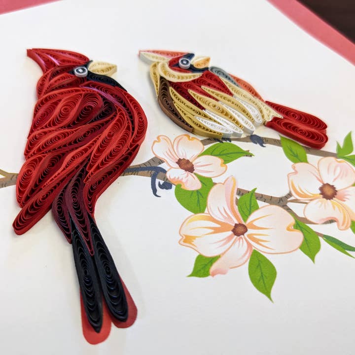 Blue Bird Cards - Wholesale Everyday Greeting Card - Cardinals Quilling Card1