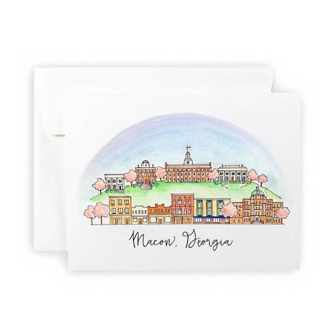 Macon, Georgia Skyline Greeting Card or Notecard Set for wholesale by Natty Michelle Paperie