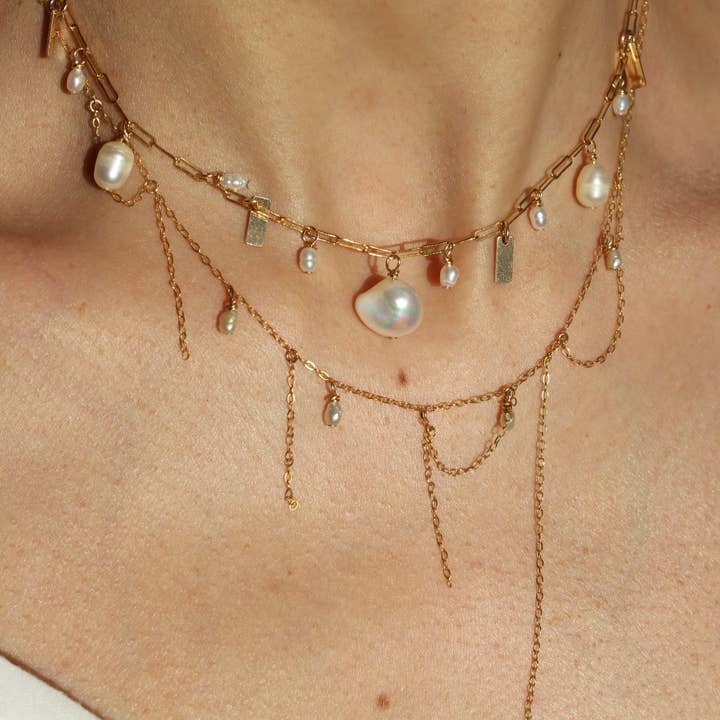 Ketting | 14K Goud Gevuld (gerecycled) & Natuurlijke Parels voor wholesale door NŪR