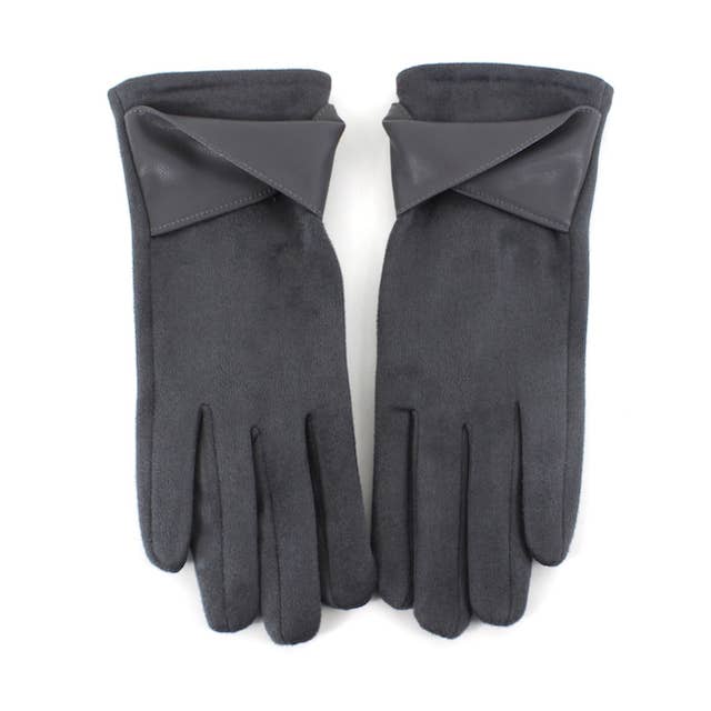Pretty Persuasions - Wholesale Gloves - Women's - A24007 Faux Leather Trim Suede LikeGloves