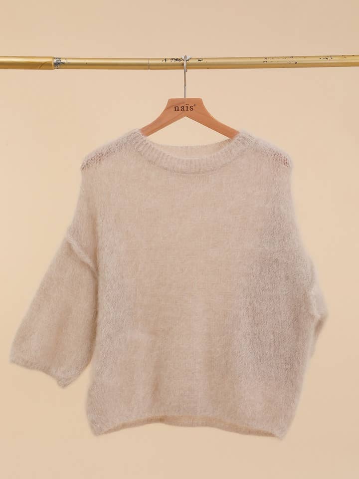 NAÏS PARIS – Pulôver - Mulher por atacado – CAMISOLA MANGA CURTA GOLA REDONDA EM 80% MOHAIR INFANTIL