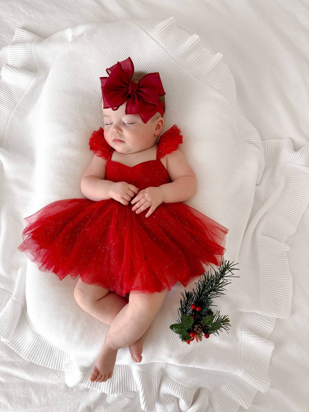 A Little Lacey - Wholesale Dress – Baby - Belle Red Sparkle Baby Romper