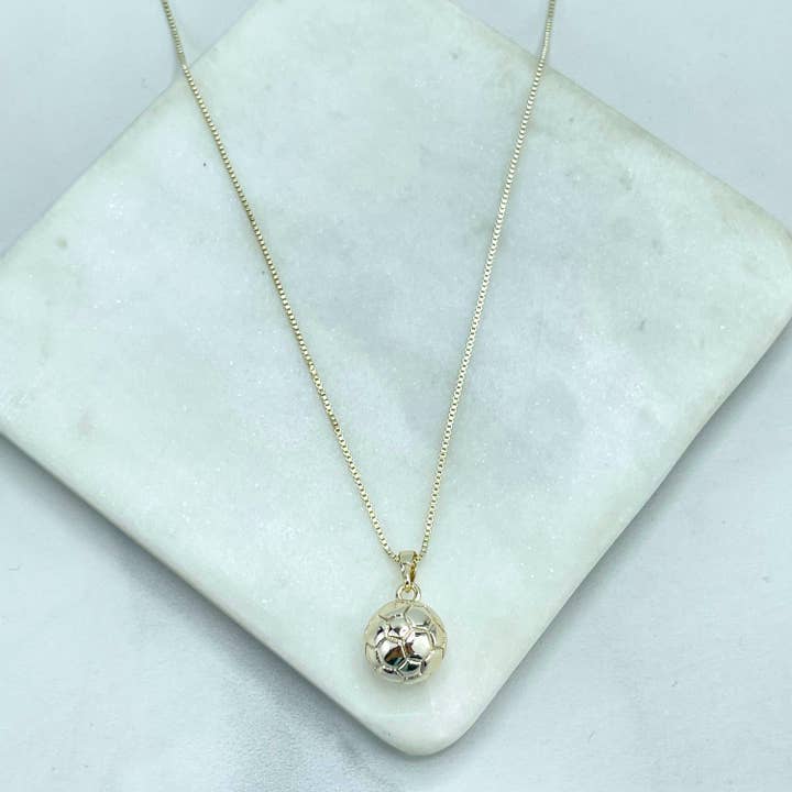 DIJU Jewelry - Wholesale Pendant/charm necklace - 18k Gold Filled 3D Soccer Ball Charm Necklace2
