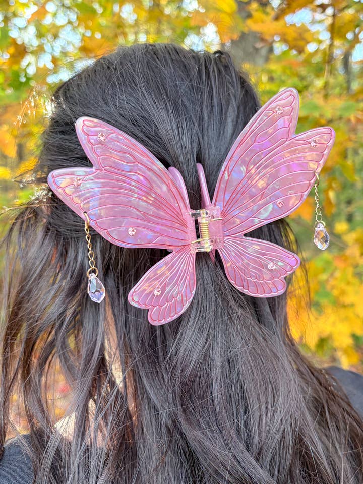 Pink Fairy Wings Claw Clip | Hair Clip | Fantasy Gifts for wholesale by Blissfully Bookish Company