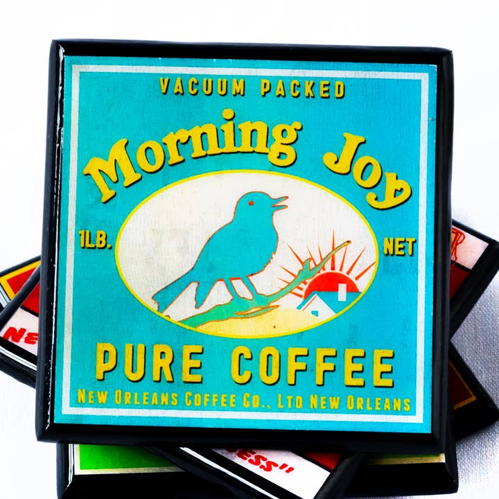 Cheltenham Road - Wholesale Coasters - Not Without My Coffee! Vintage Coffee Label Coaster Set3