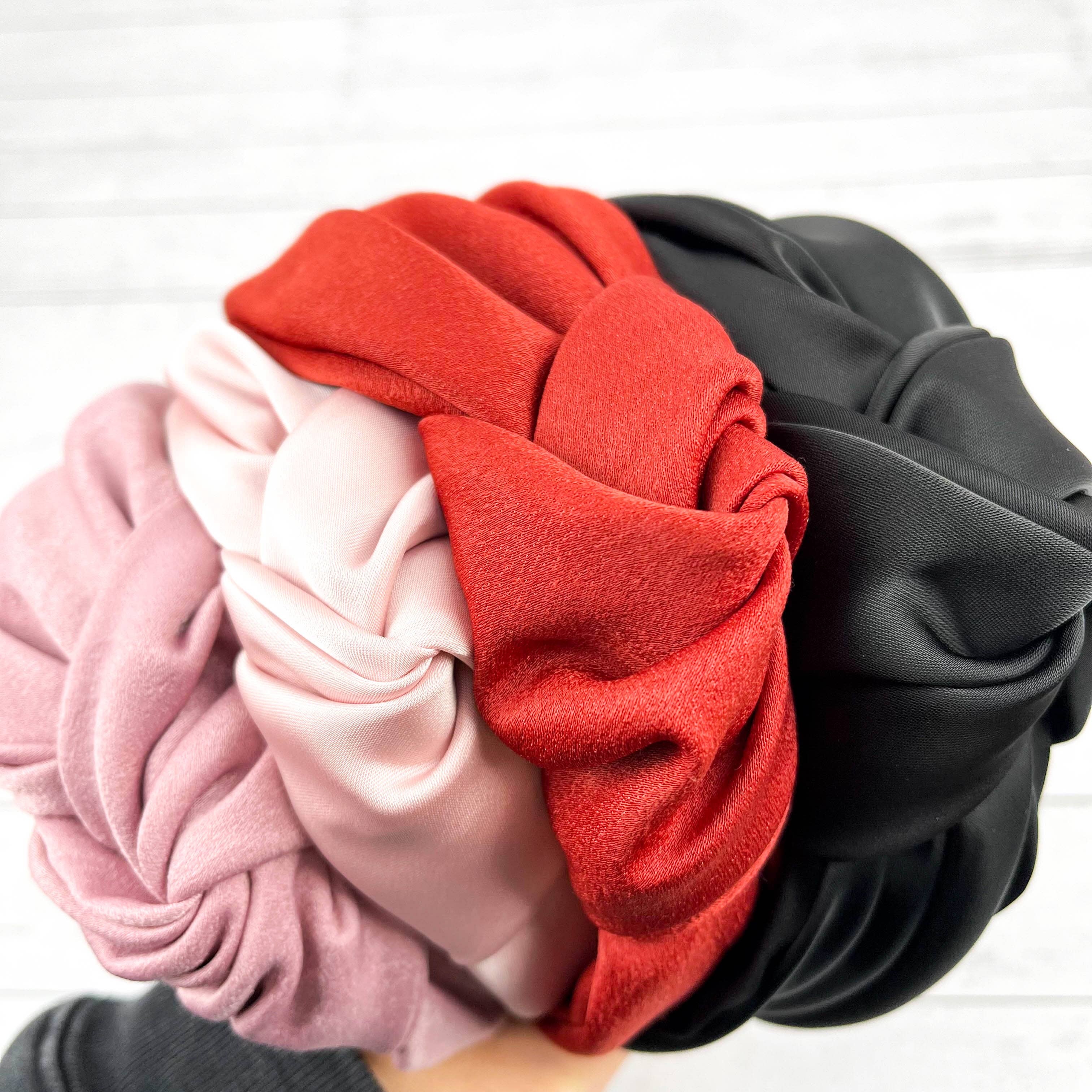 SoapElenGlen – wholesale Pannband - Dam – Bred hårband i solid satin, knutet hårband7