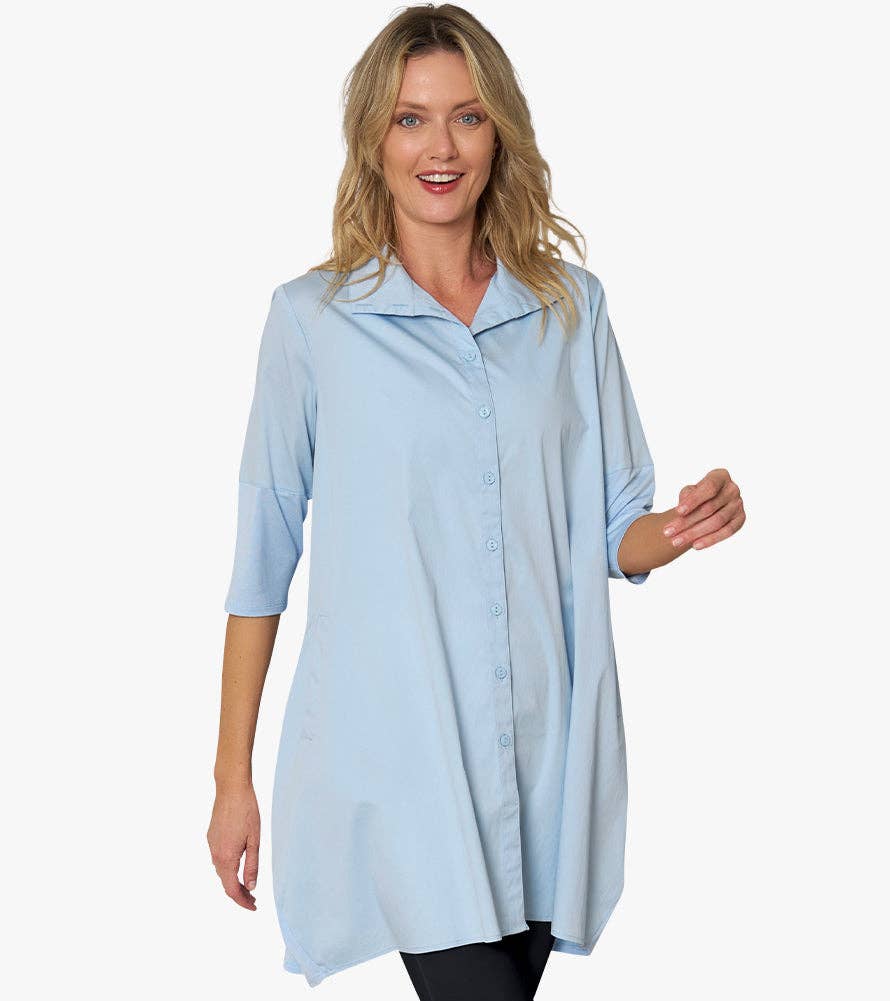 Stella Carakasi - Wholesale Tunic - Women's - Women's 3/4 Sleeve A-Line Cotton Poplin Tiburon Tunic Icon56