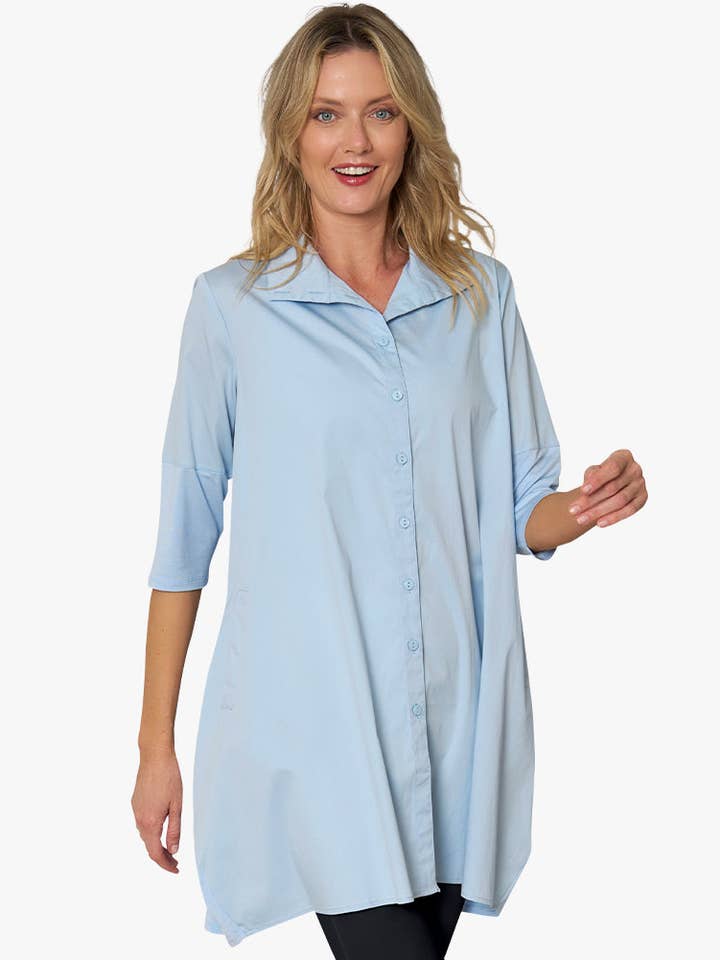 Stella Carakasi - Wholesale Tunic - Women's - Women's 3/4 Sleeve A-Line Cotton Poplin Tiburon Tunic Icon56