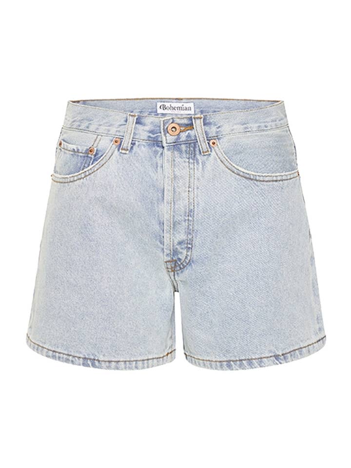 Denim Cut-Off Short in Ice Blue for wholesale by Bohemian Traders