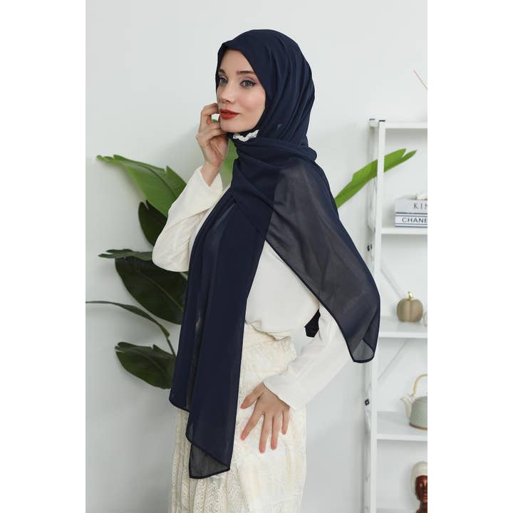 Aisha's Design - Wholesale Hijab – Women’s - Instant Chiffon Shawl Headscarf for Women with Cotton Bonnet Chiffon Turban Cap, Ready-to-Wear Soft Chiffon Shawl Instant Hijab Wrap,PS-46100