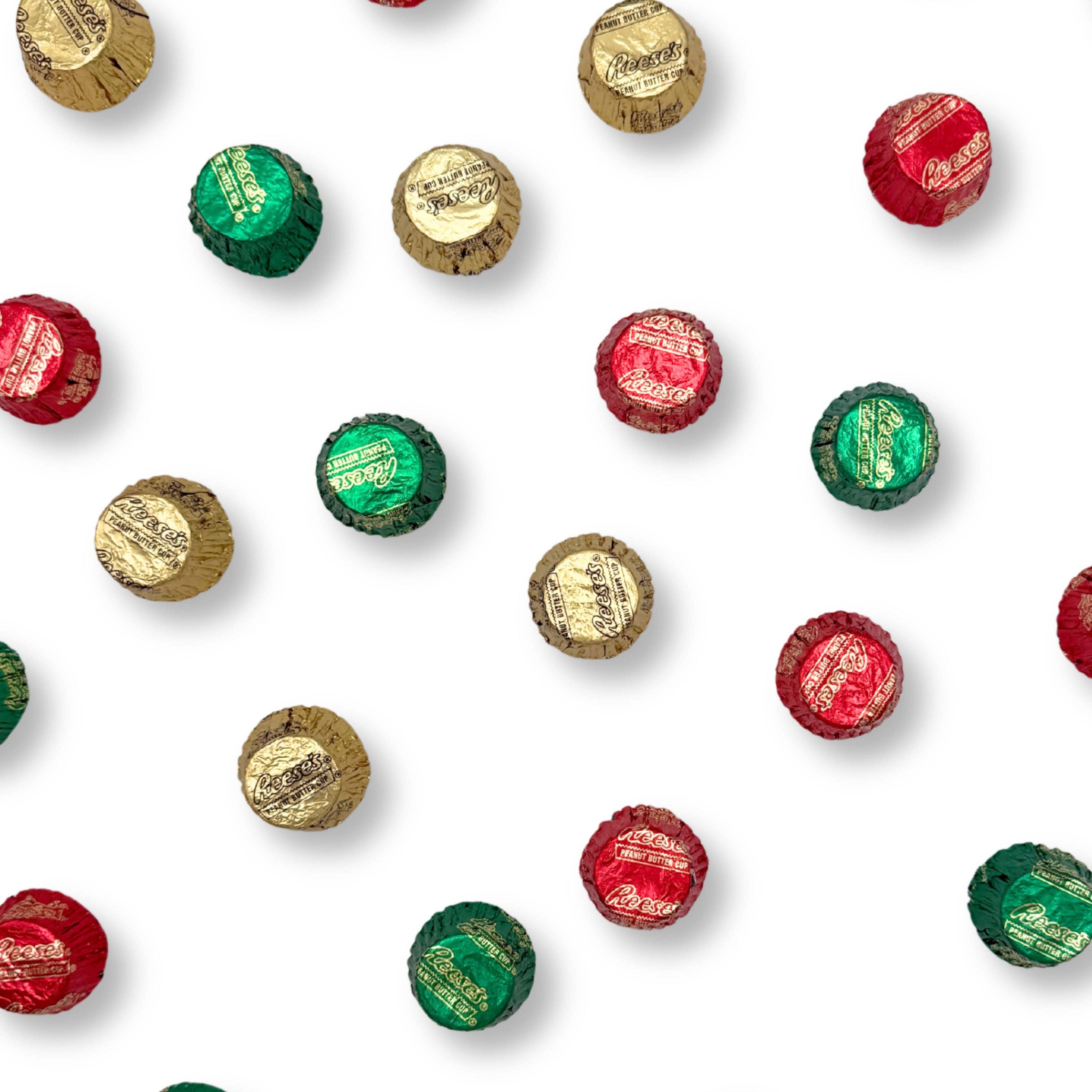 Candy In Bulk - Wholesale Chocolate Covered Sweets - Reese's Miniature Cups Milk Chocolate & Peanut Butter – Christmas Foils, Bulk Value Pack1