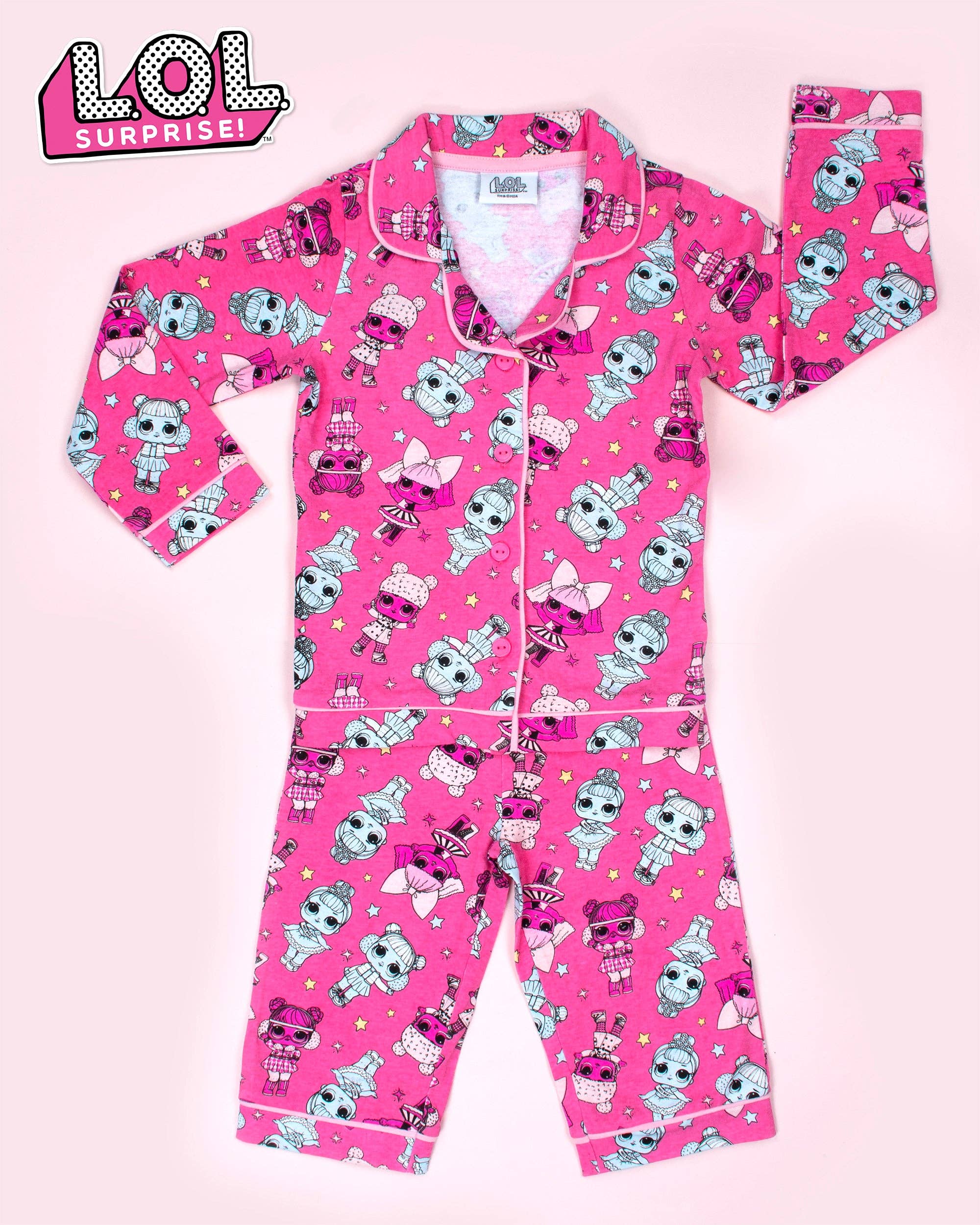 Fringoo Group Ltd – Conjunto de pijama - Crianças por atacado – LOL Pijama Rosa com Botões2