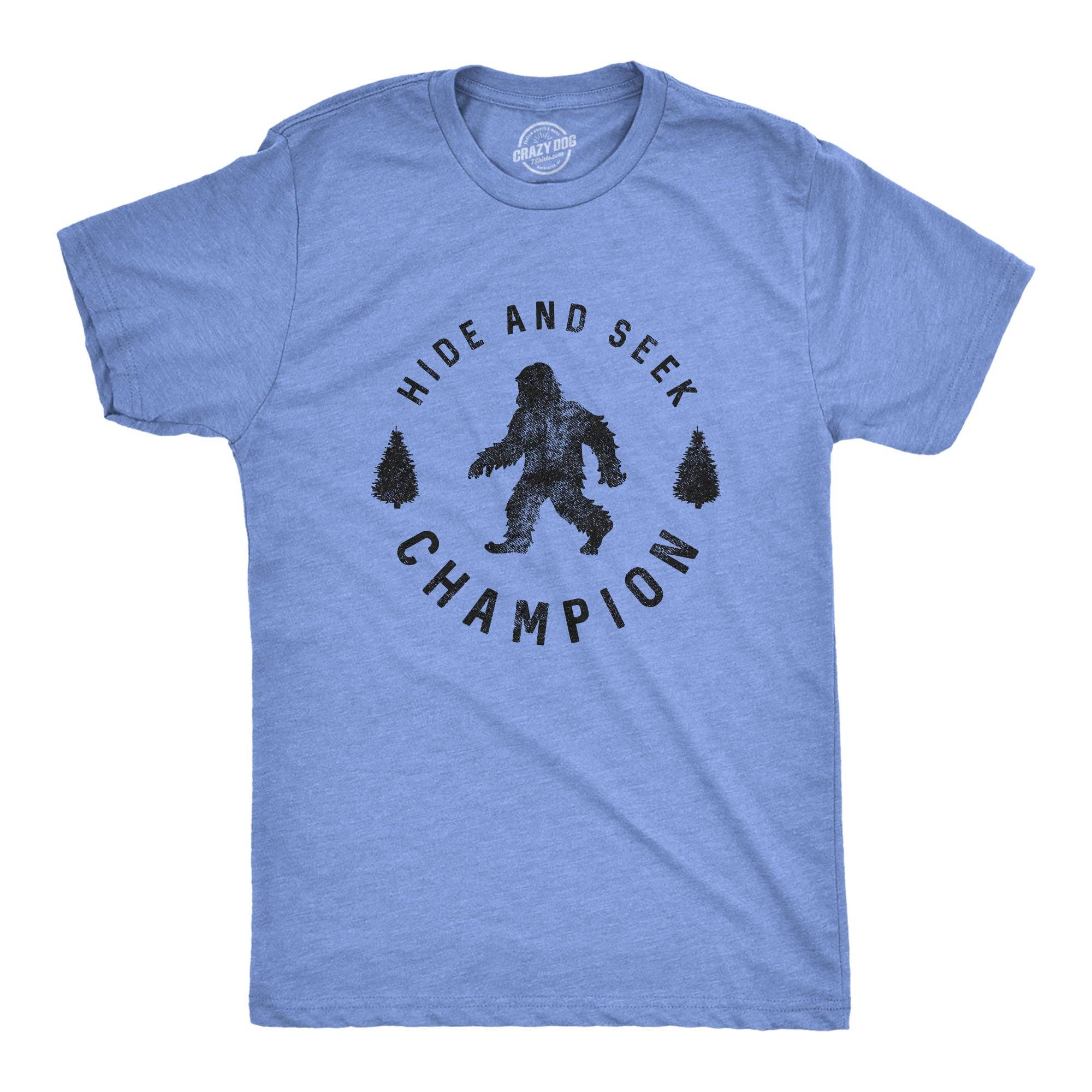 Crazy Dog T-Shirts - Wholesale Screen Printed T-Shirt - Men's - Hide And Seek Champion Graphic T-shirt Funny Bigfoot Tee12