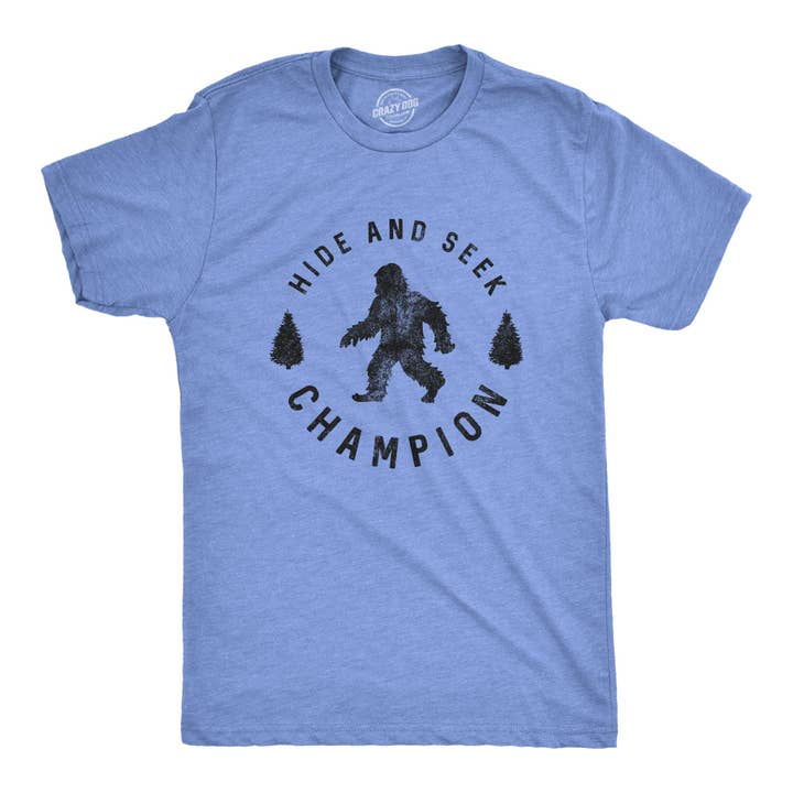 Crazy Dog T-Shirts - Wholesale Screen Printed T-Shirt - Men's - Hide And Seek Champion Graphic T-shirt Funny Bigfoot Tee12