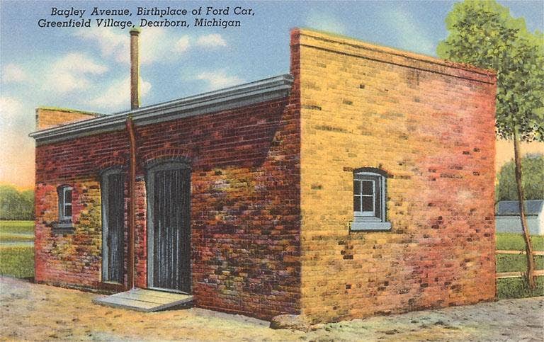 Found Image Press - Vendita all'ingrosso Set di cartoleria/cancelleria - Cartolina MI-213 Luogo di nascita dell'auto Ford, Dearborn0