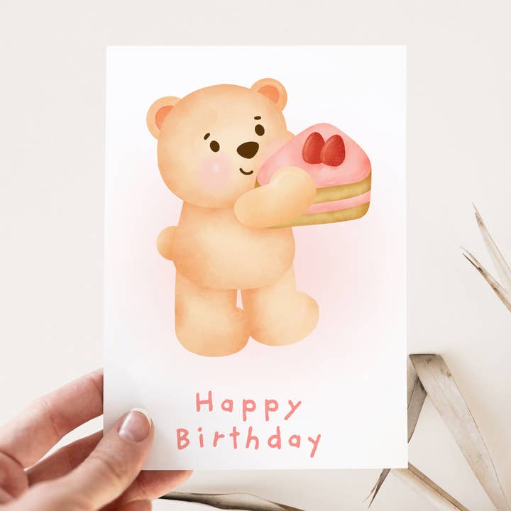 Cute Bear Birthday Card - PC33 for wholesale by Printii Cards